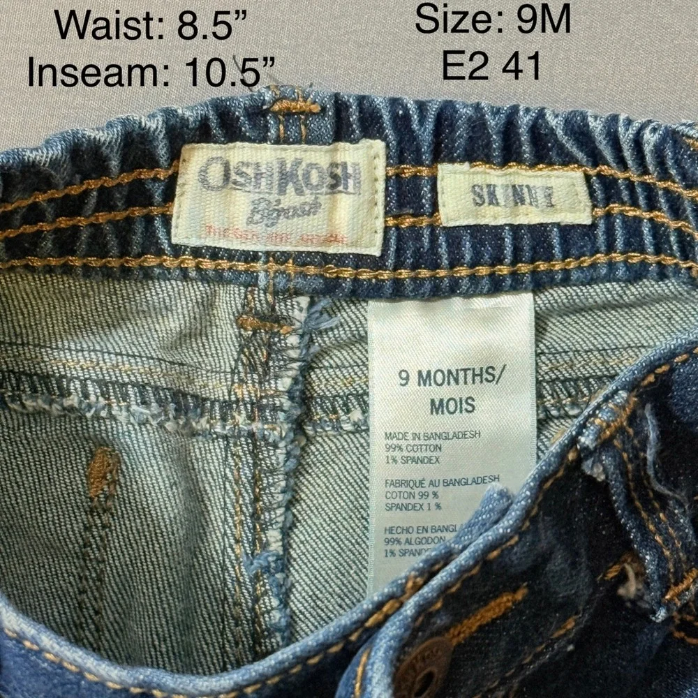 OshKosh B'gosh Kids‎ Skinny Jeans Distressed Blue Denim 9 Months
